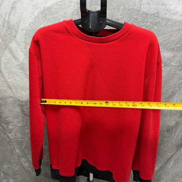 B-Society Mens 2X Large Red Fleece Crewneck Sweatshirt Black Trim - Picture 3 of 7
